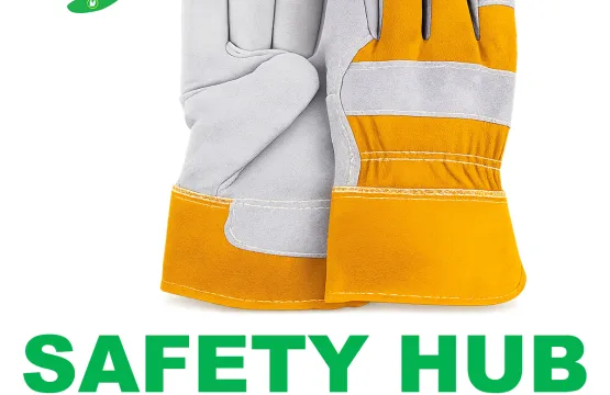Safety leather gloves with a double coated palm