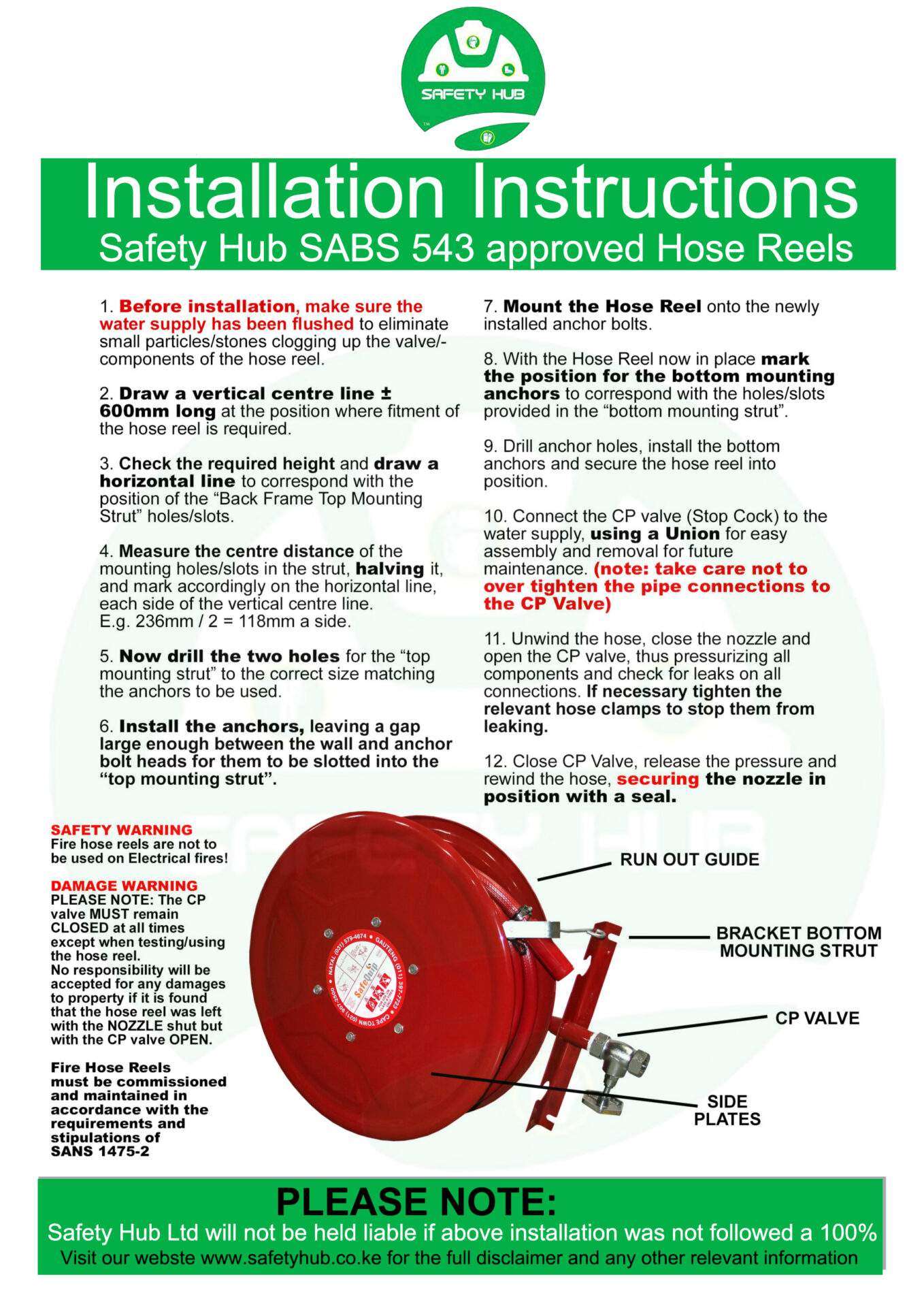 Fire Hose Reel Installation Instructions 