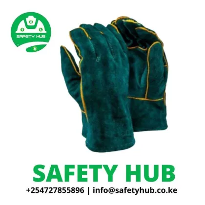 Wrist-length leather welding gloves front view Kenya