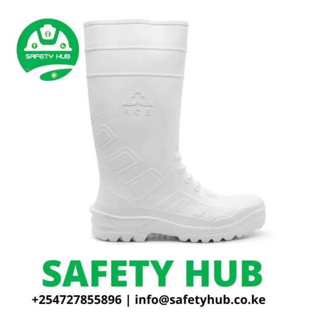 White ace steel toe gumboots