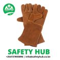 Brown cow split leather glove