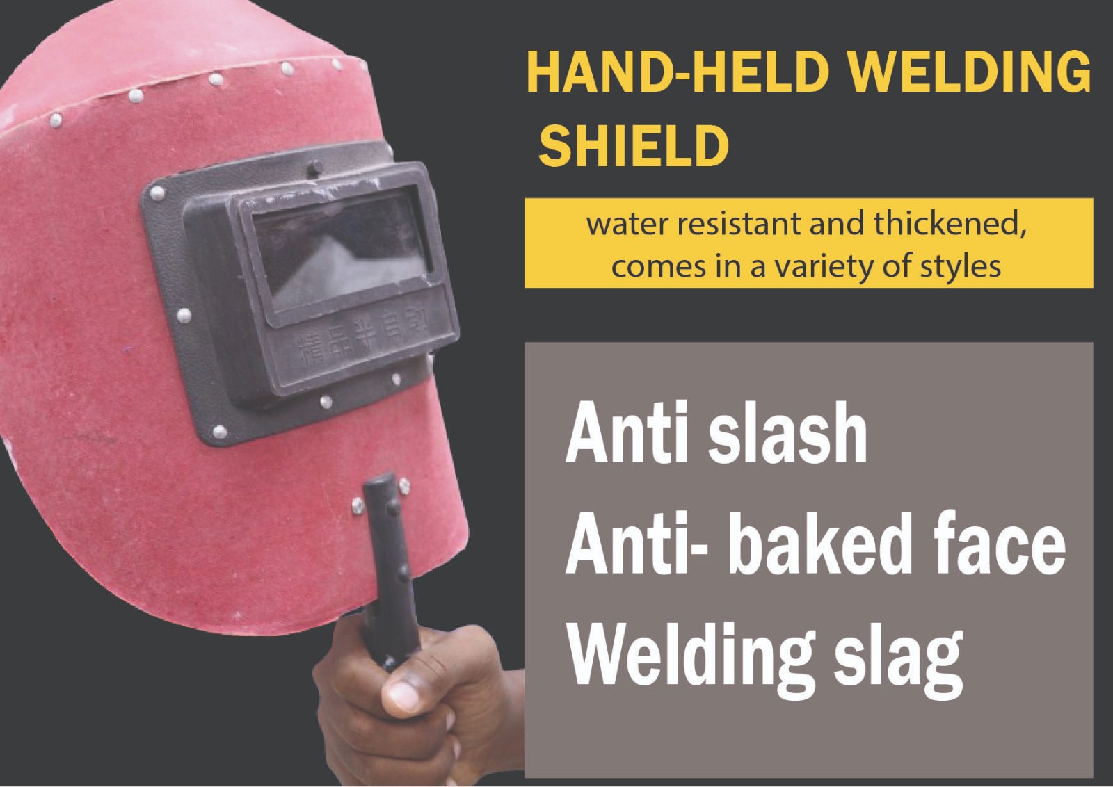 Hand held welding shield