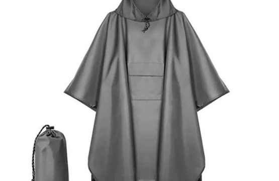 Grey Waterproof Poncho Raincoat