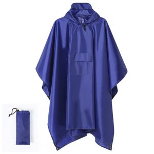 Navy blue waterproof poncho raincoat